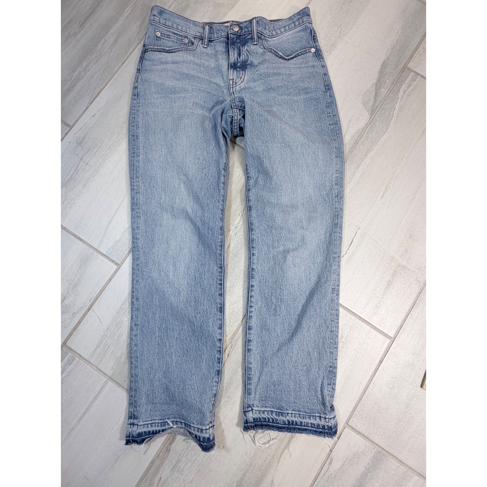 Madewell Mid-Rise 90s Straight Jean Light Wash Released Raw Hem Size 29